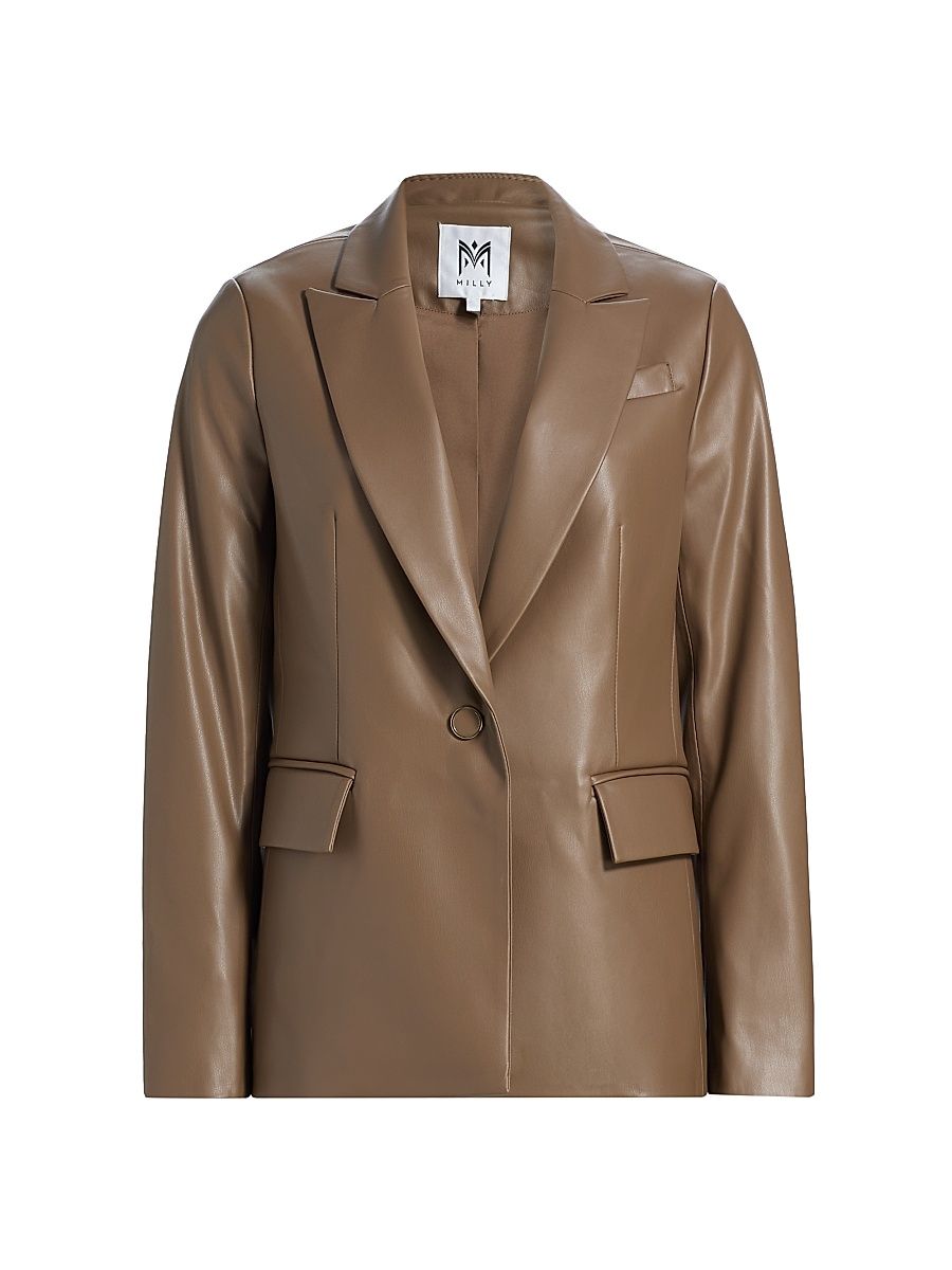 Women's Avery Faux Leather Blazer - Mocha - Size 12