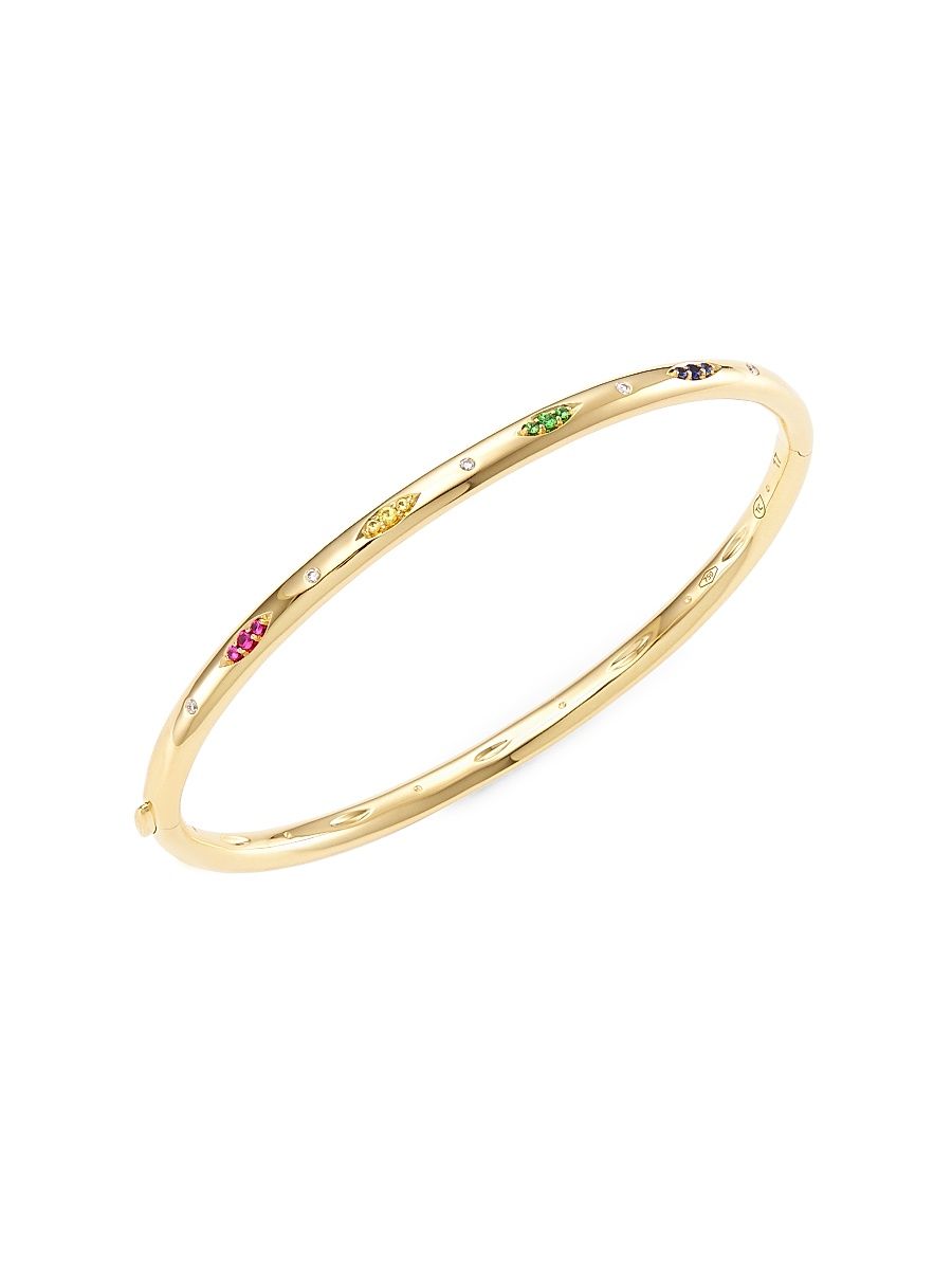 Women's Gypsy 18K Yellow Gold & Multi-Stone Candy Pavé Bangle Bracelet - Yellow Gold