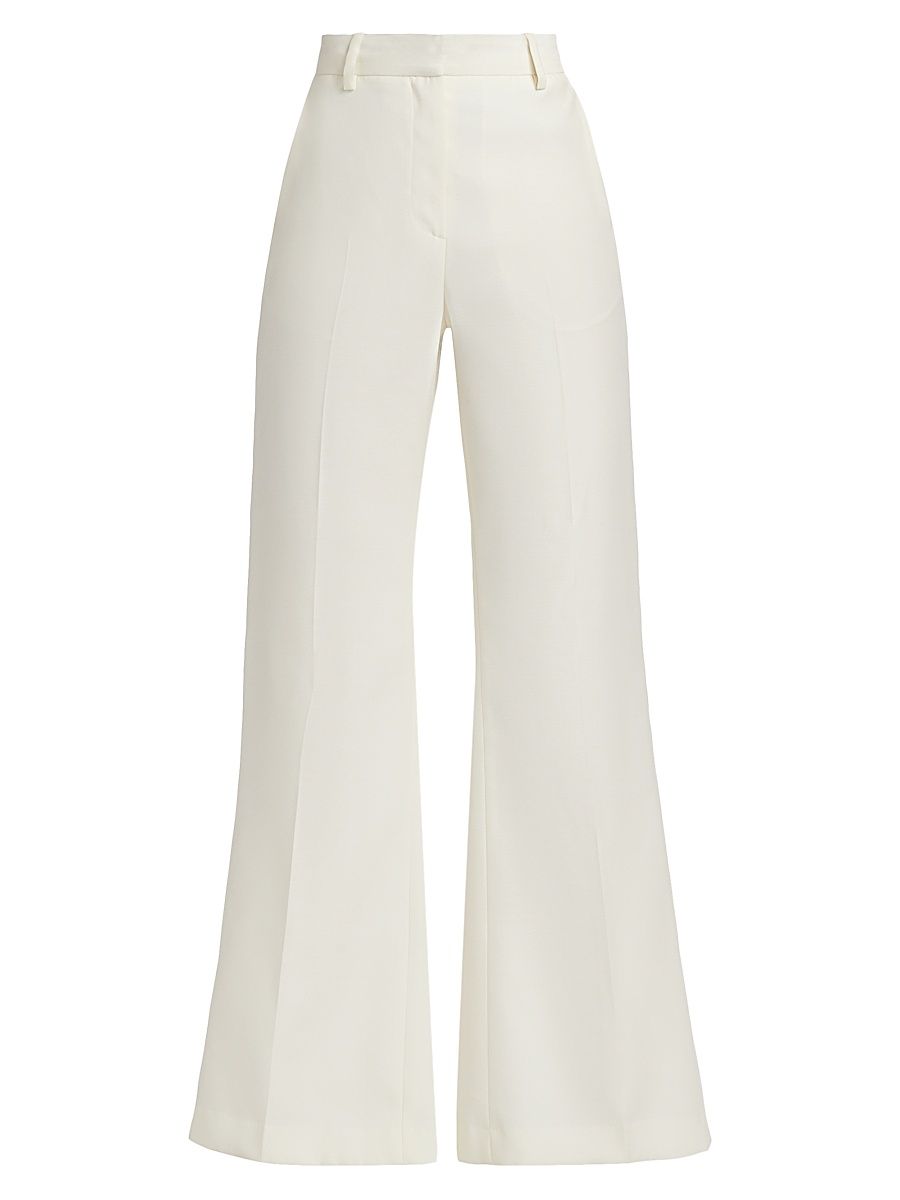 Women's Leyva Wool-Silk Flared Pants - Ivory - Size 10