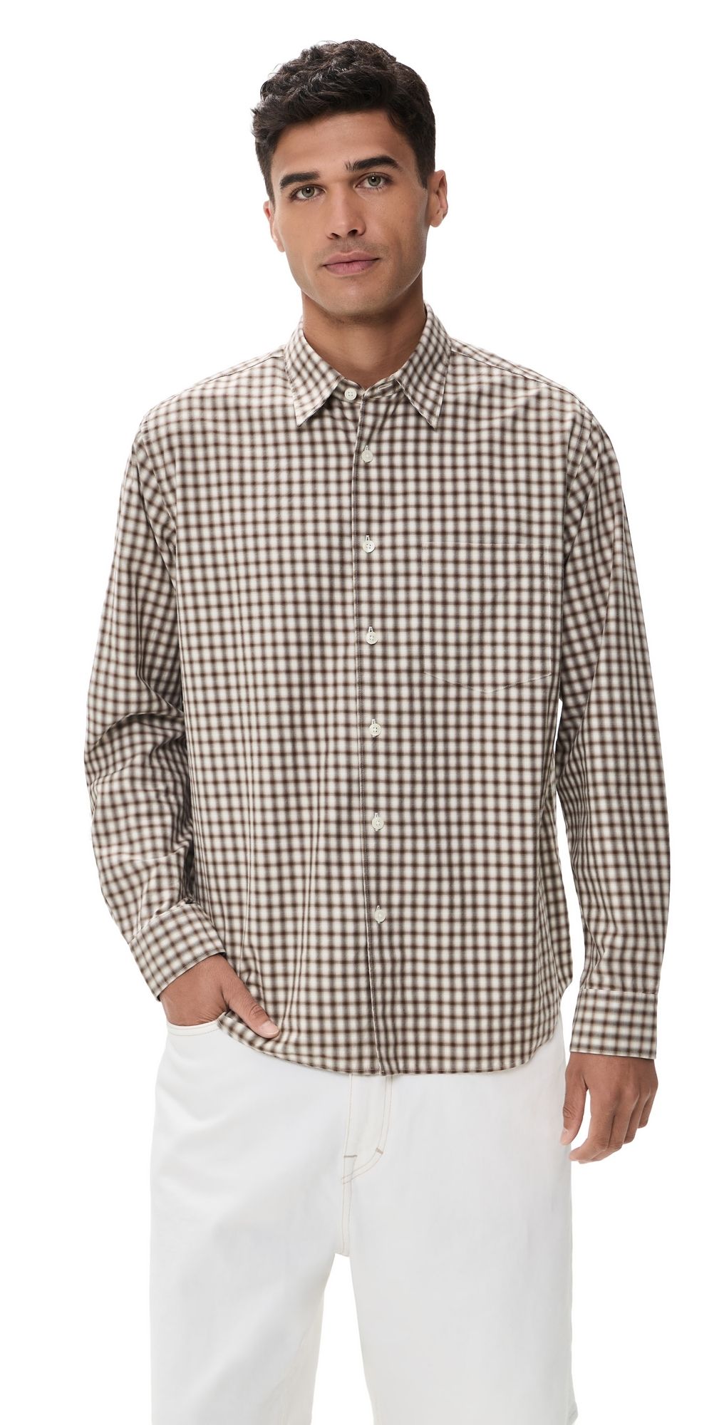 Theory Weekend Flannel Shirt In Park Check Morel Multi L