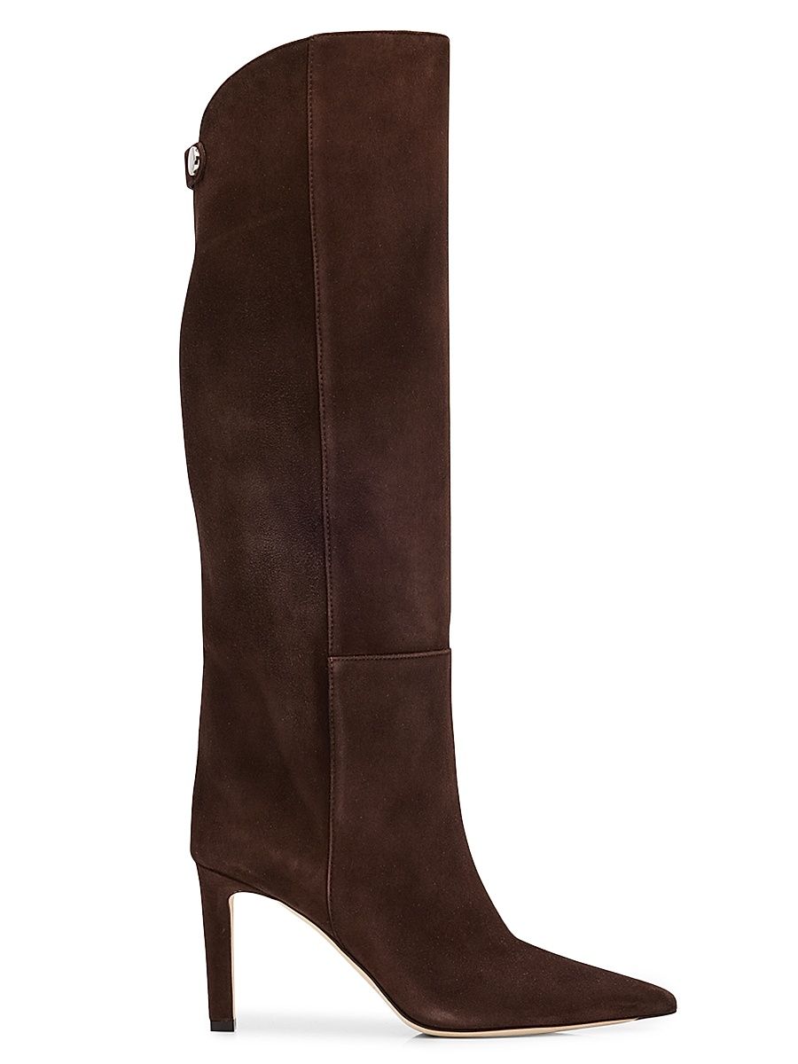 Women's Alizze 85MM Suede Knee-High Boots - Chocolate - Size 10