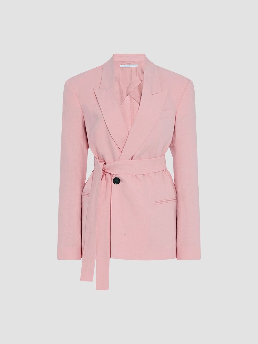 Another Tomorrow Women's Double Breasted Fitted Jacket - Seashell Pink - Size 8