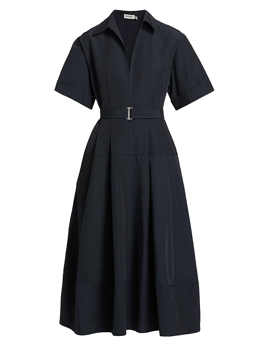 Women's Deanna Belted Midi-Dress - Midnight - Size 6