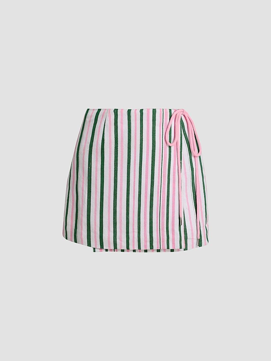 Busayo Women's Lola Striped Miniskirt - Pink Green - Size XS
