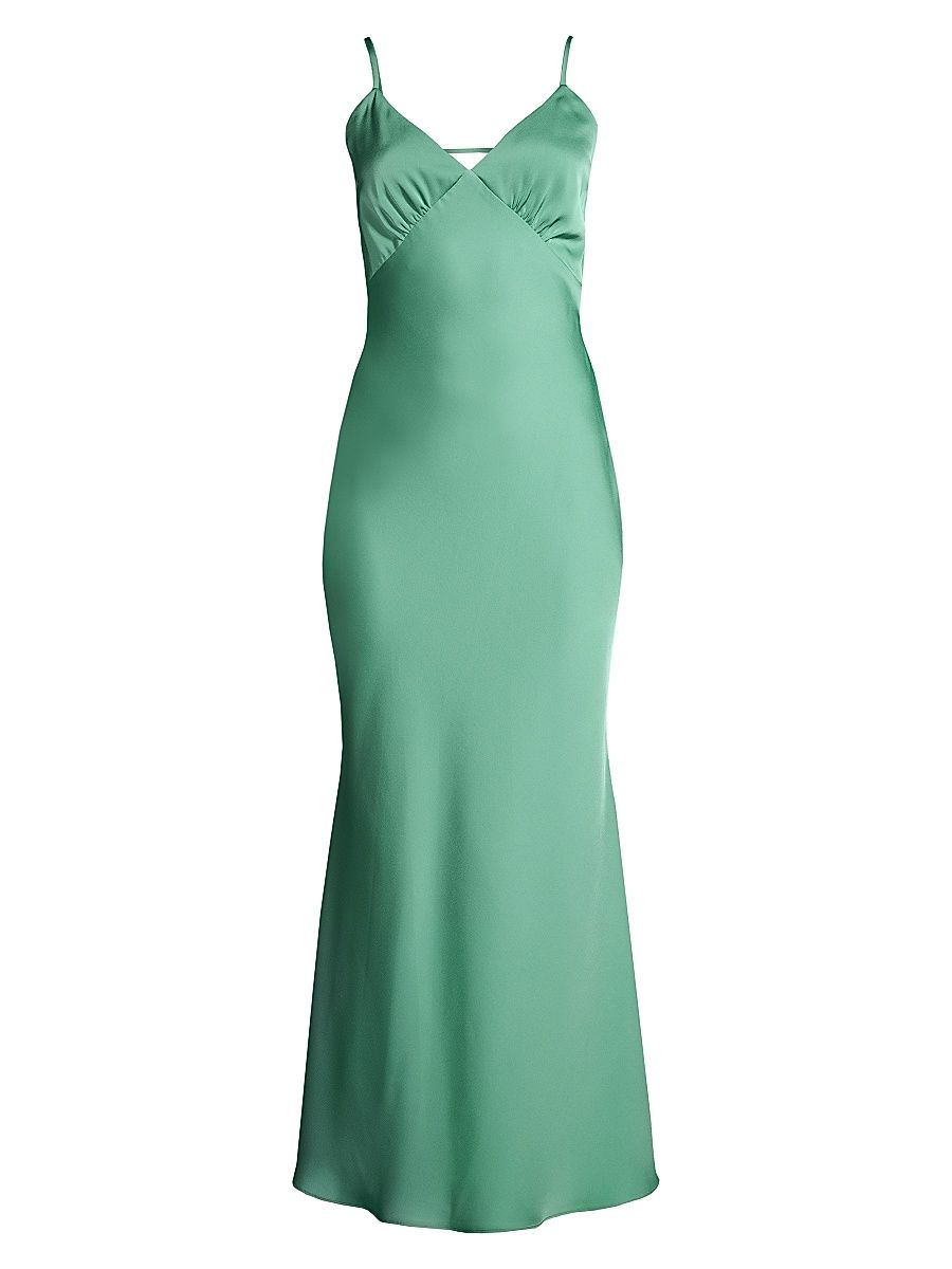 Women's Vida Satin Maxi Dress - Juniper Green - Size XXL