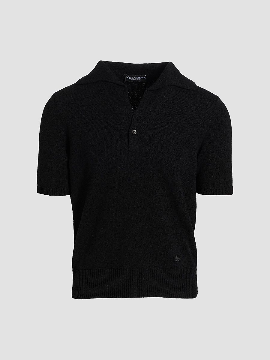 Dolce & Gabbana Men's Knit Short-Sleeve Polo Shirt - Nero - Size 44