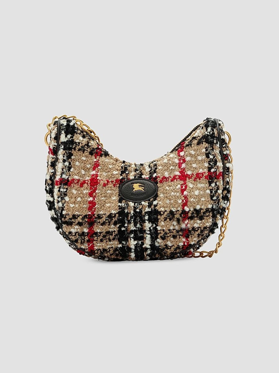 Burberry Women's Horseshoe Check Chain Bag - Beige