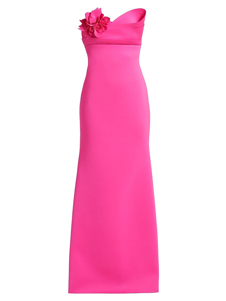 Women's Sculpted Crepe Strapless Gown - Fuschia - Size 6