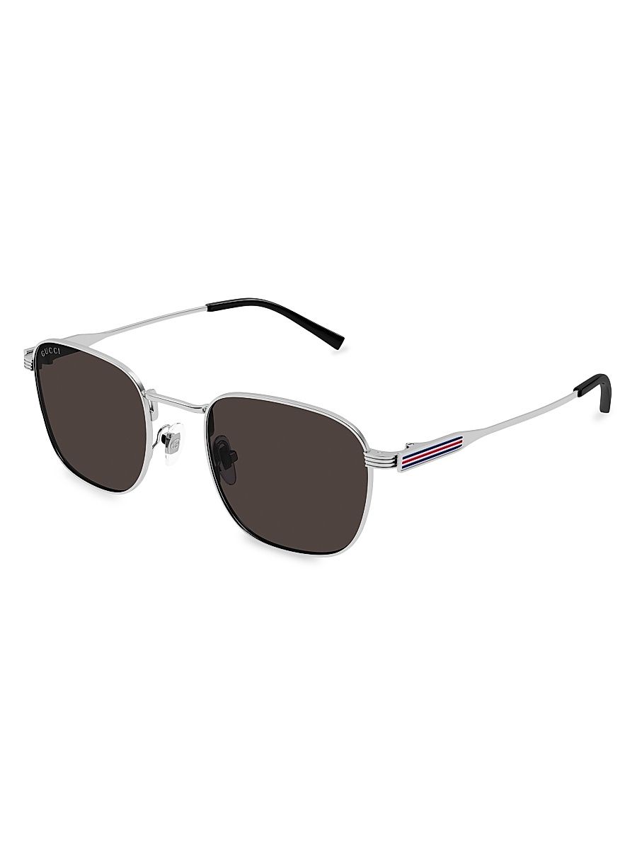 Men's Metal Web 50MM Panthos Metal Sunglasses - Silver Black