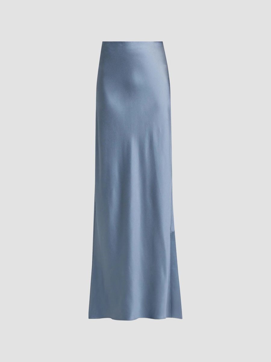 Vince Women's Satin Maxi Slip Skirt - Azul - Size Large