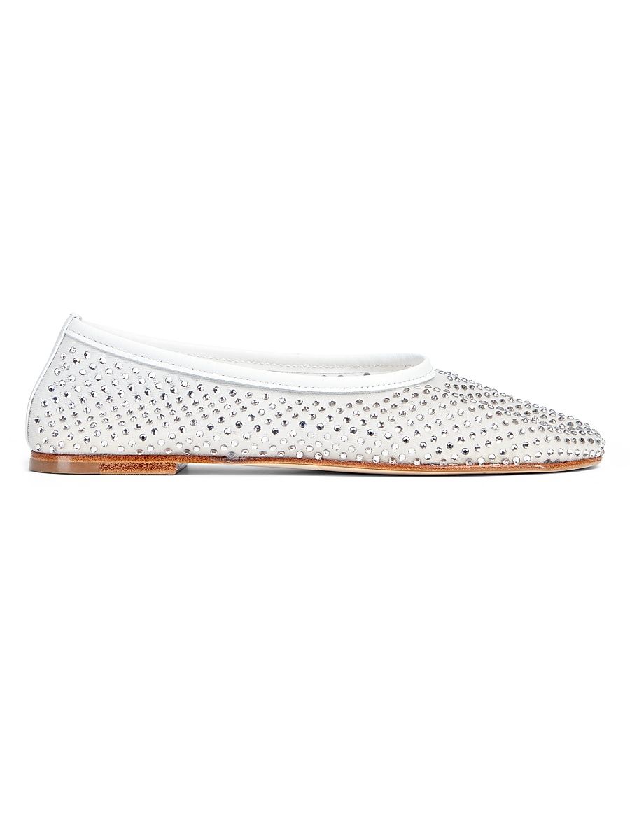 Women's Balla Crystal-Embellished Mesh Flats - White - Size 10