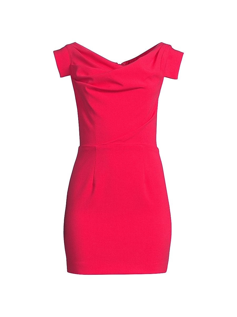 Women's Jacqueline Stretch Crepe Off-The-Shoulder Minidress - Fuchsia - Size 0
