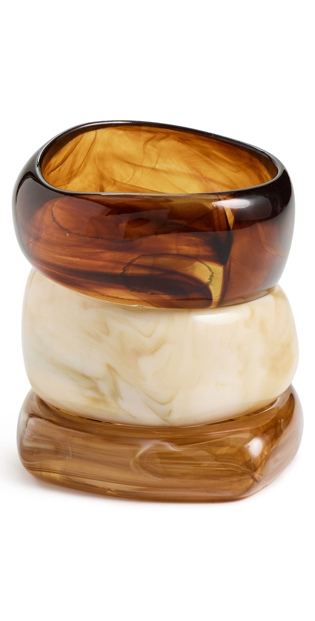 By Adina Eden Caramel Swirl Resin Bangle Set Multi-Color One Size