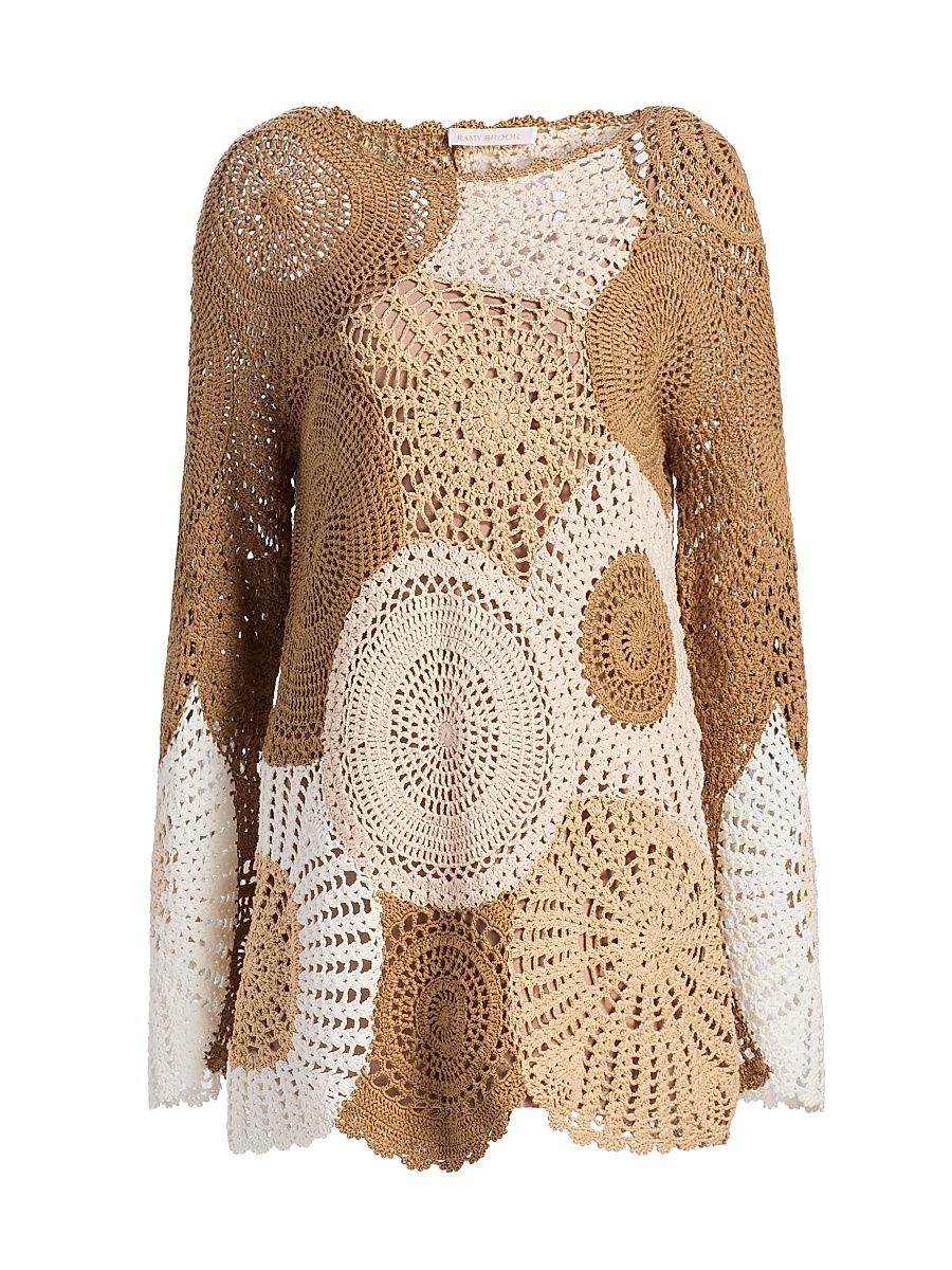 Women's Carina Crochet Colorblock Minidress - Sandstone Multi Colorblock - Size XL