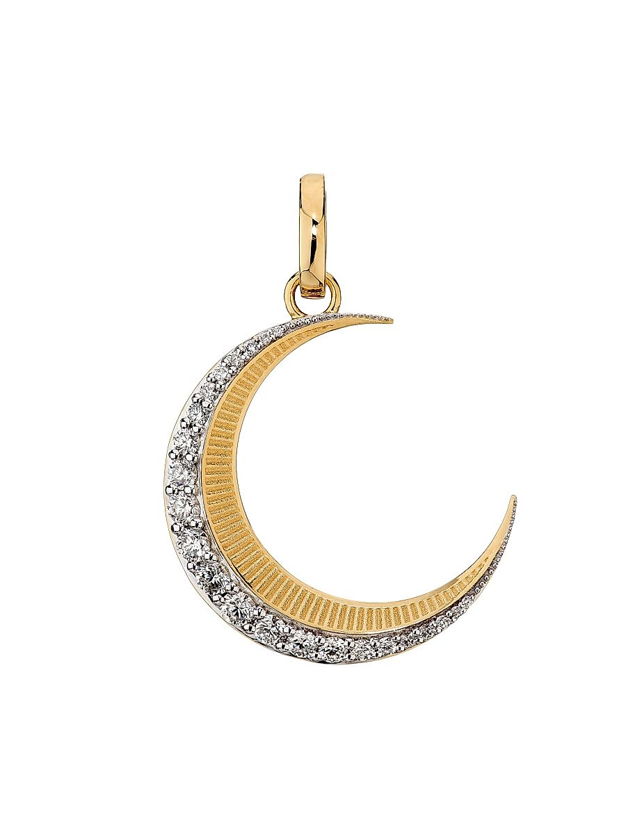 Women's 18K Yellow Gold & 0.58 TCW Diamond Crescent Moon Medallion - Yellow Gold