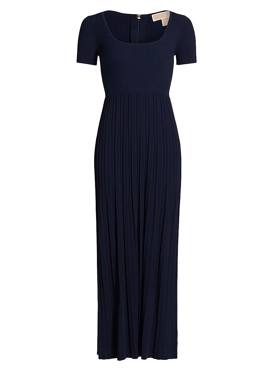 Women's Short-Sleeve Empire-Waist Maxi Dress - Midnight Blue - Size Large