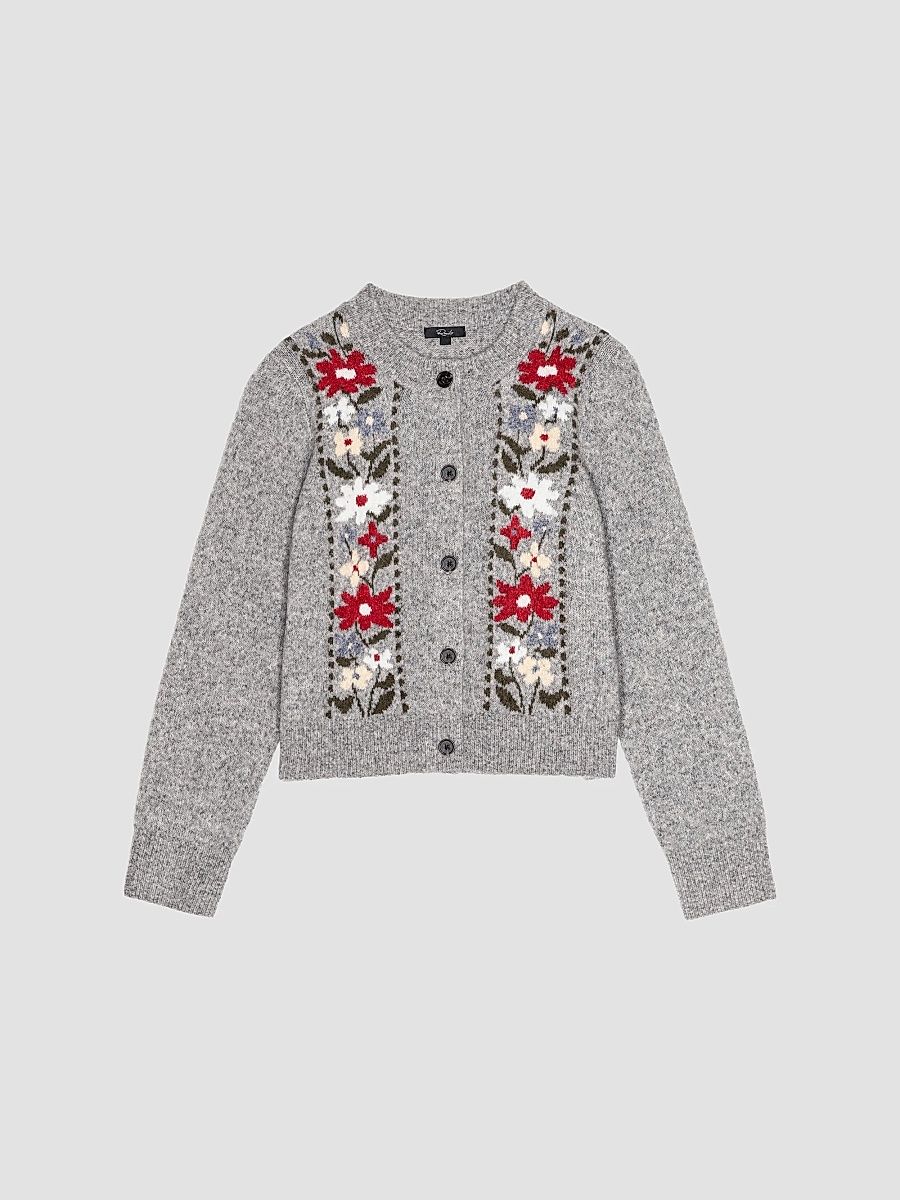 Rails Women's Millie Floral Crewneck Cardigan - Grey Flora - Size XS