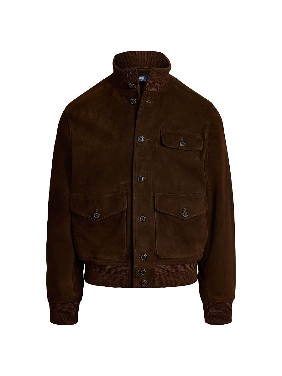 Men's Suede Button-Front Jacket - Dark Beech - Size XL