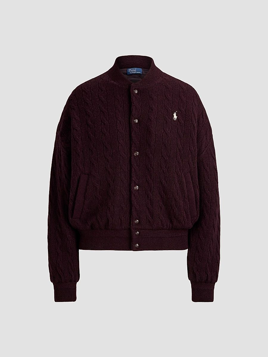 Polo Ralph Lauren Women's Cable-Knit Wool-Cashmere Jacket - Damson Melange - Size XS