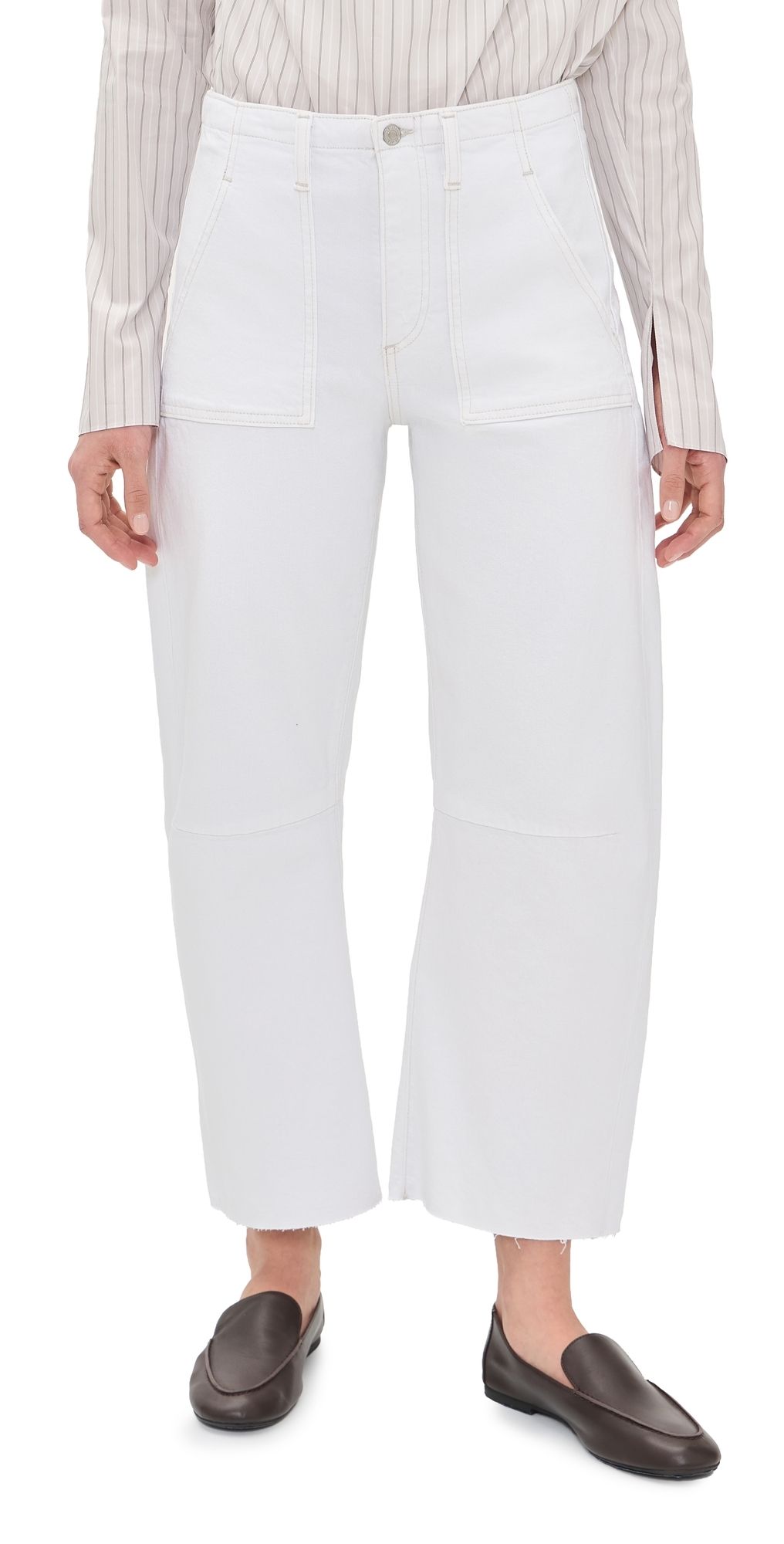 LE JEAN Utility Soft Barrel Jeans White 26