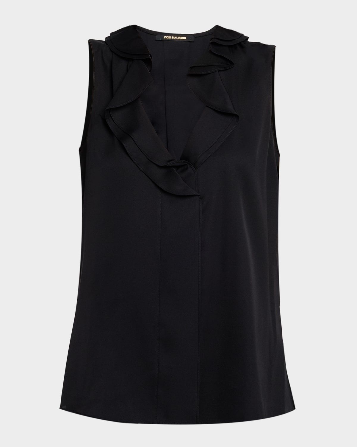 Sleeveless Floral-Embroidered Velvet Midi Dress