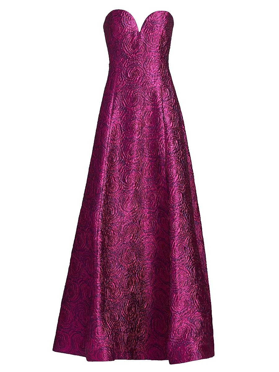 Women's Mariana Jacquard Sweetheart Strapless Gown - Deep Fuchsia - Size XL