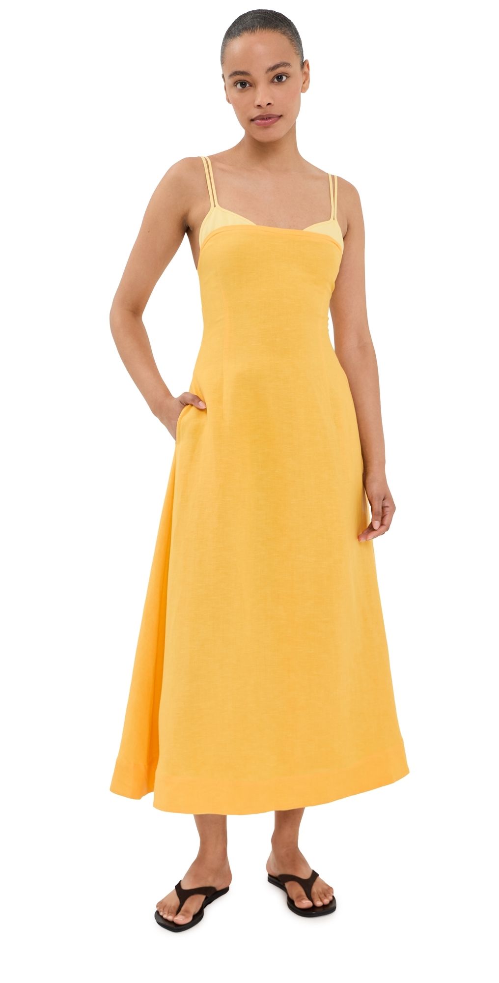 SIMKHAI Corabeth Colorblock Midi Dress Mango Multi S