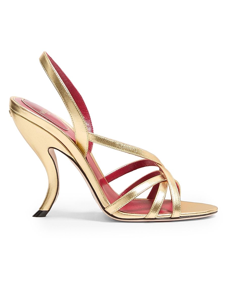 Women's Fetishique 105MM Sandals in Laminated Nappa - Antique Brass - Size 7