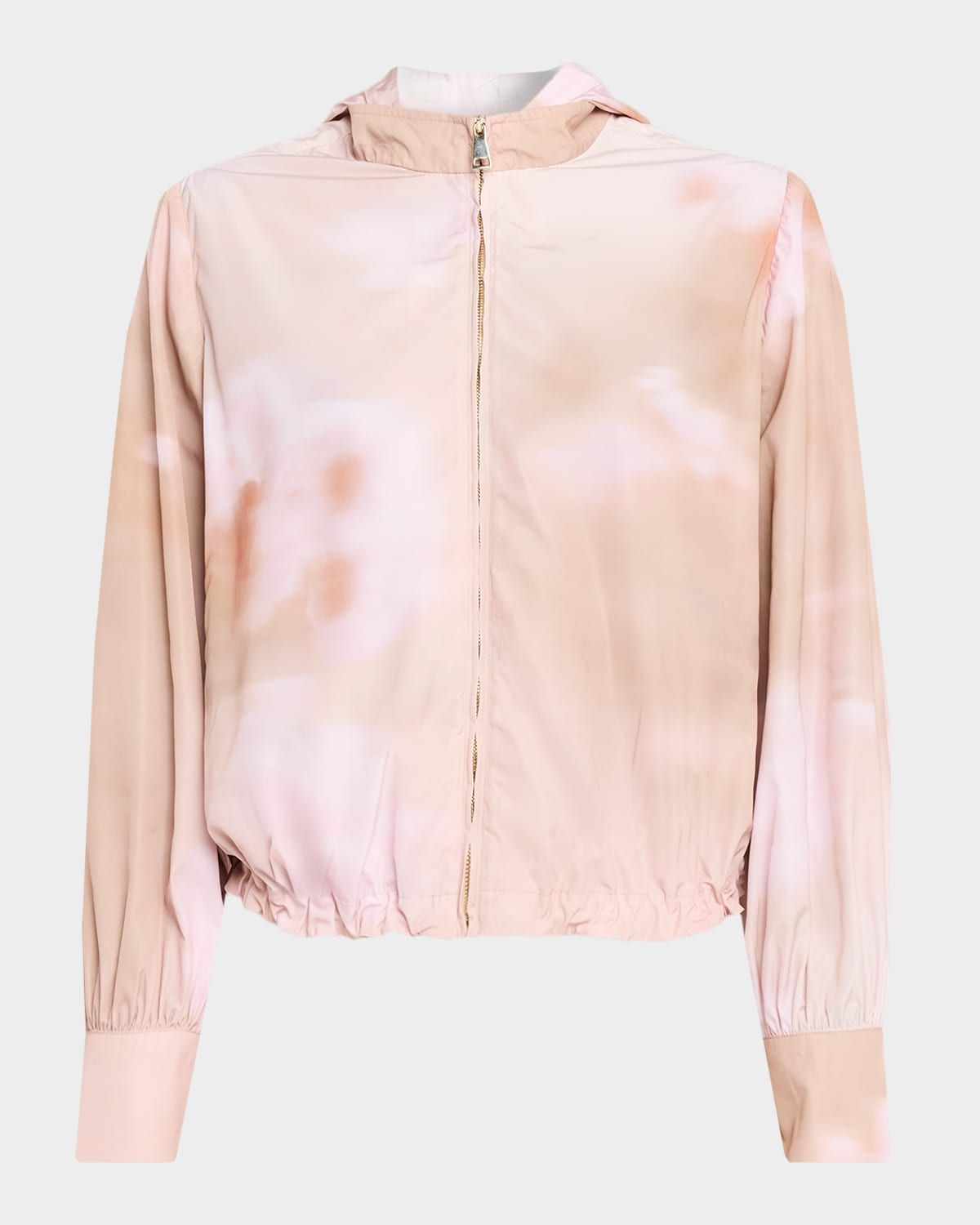 Hooded Dappled-Print Taffeta Jacket