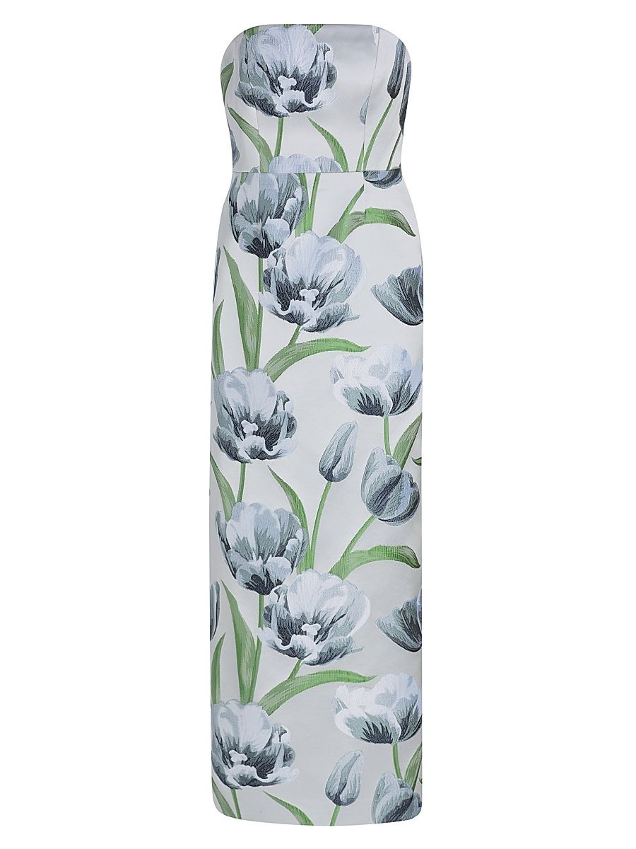 Women's Orion Tulip Jacquard Strapless Gown - Blue - Size 12