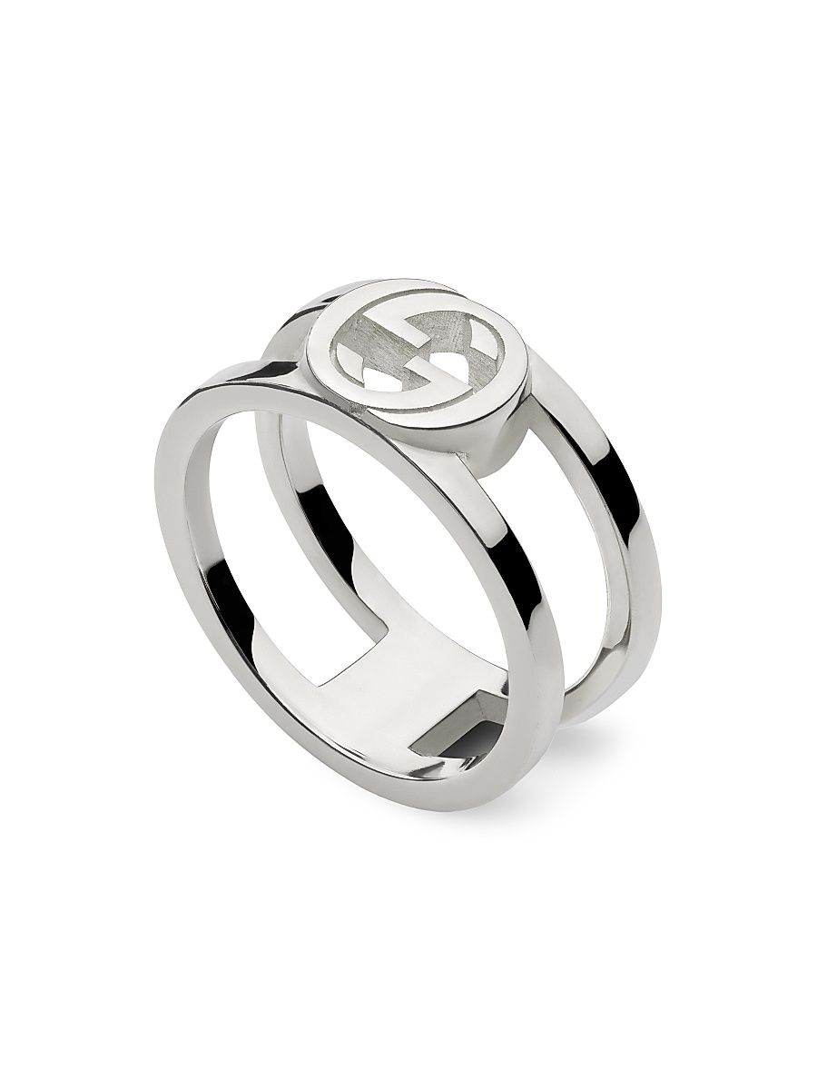 Men's Interlocking G Sterling Silver Ring - Silver - Size 7.25