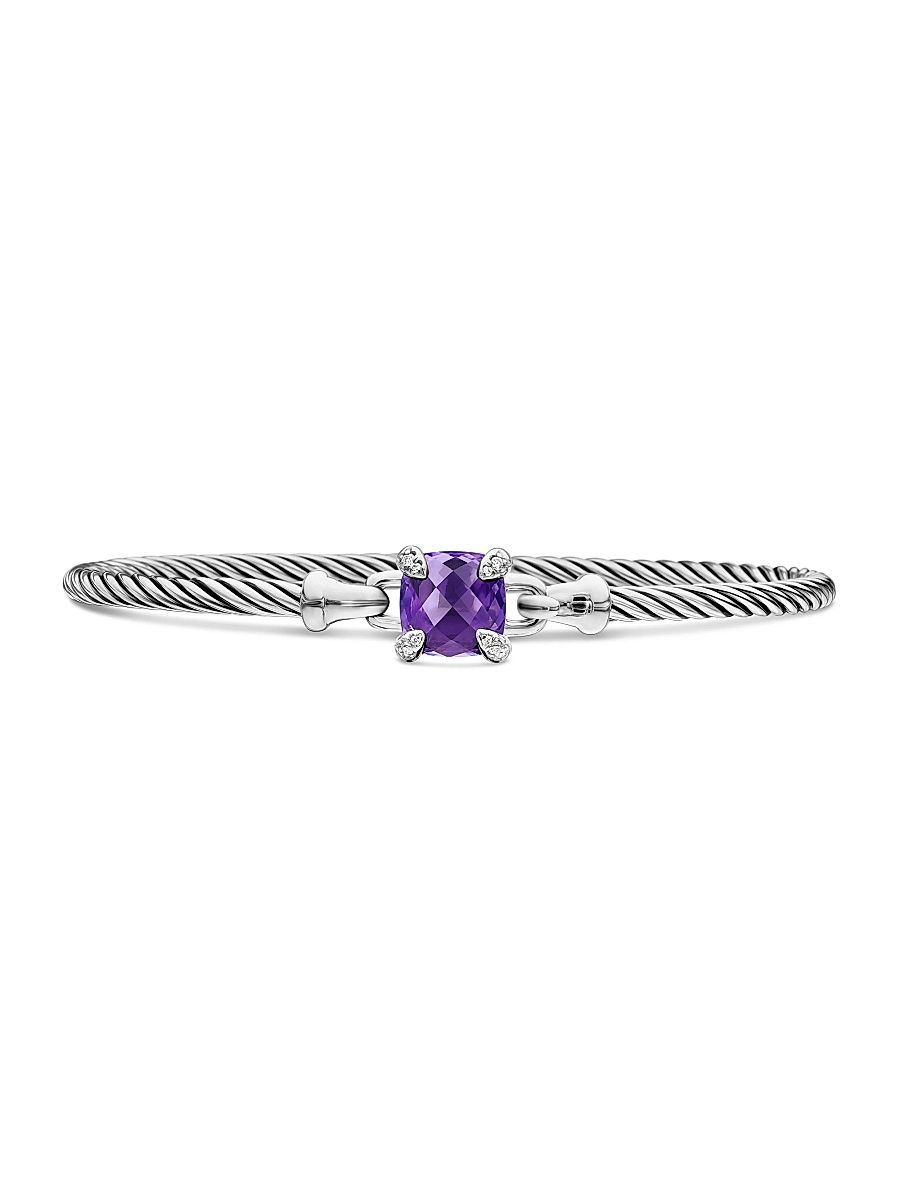 Women's Chatelaine Bracelet in Sterling Silver - Amethyst - Size Medium