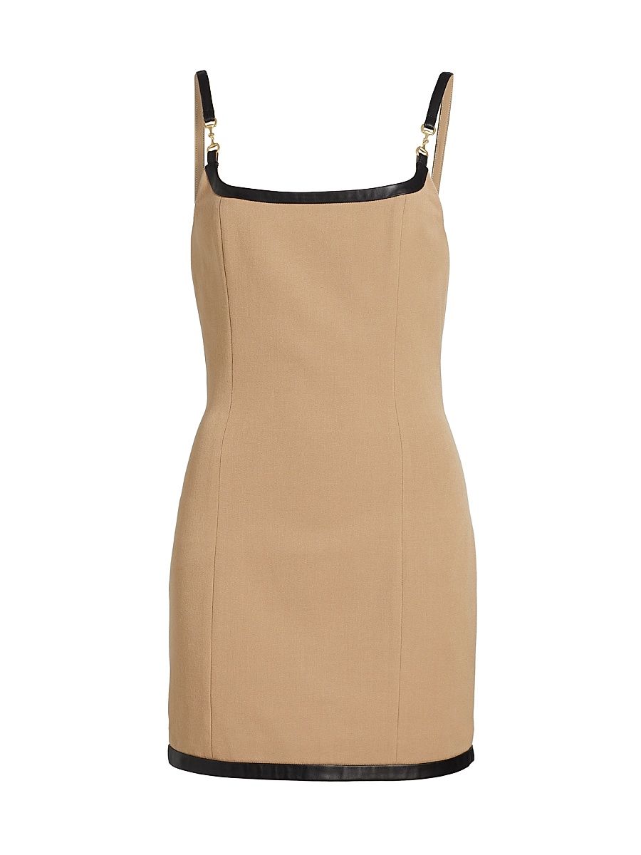 Women's Jettie Leather-Trim Minidress - Dark Cappuccino - Size 12