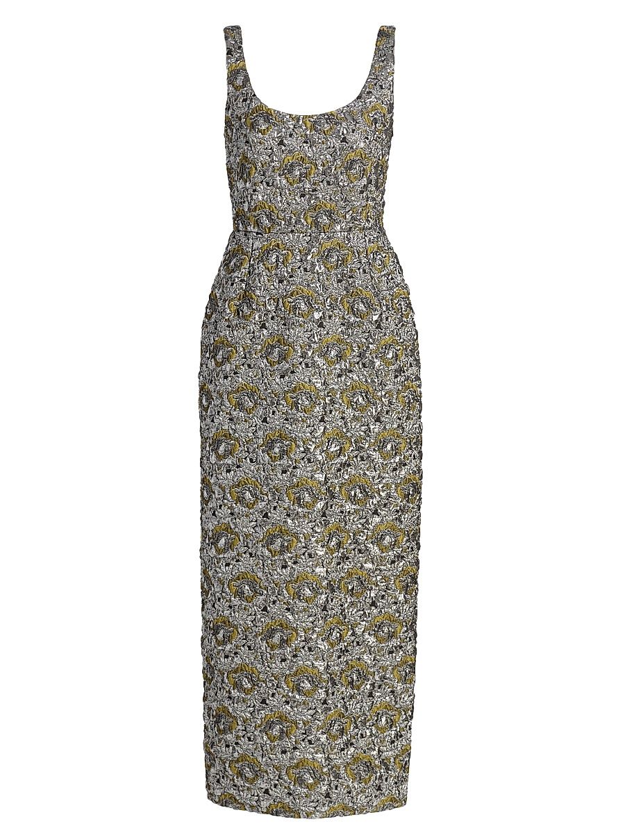 Women's Ravenna Brocade Midi-Dress - Black Multi - Size 0