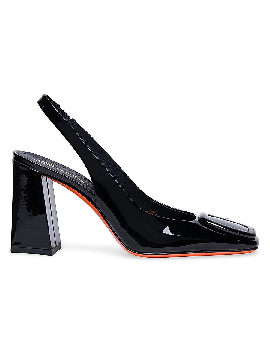 Women's Peaches 85MM Patent Leather Slingback Pumps - Black - Size 7