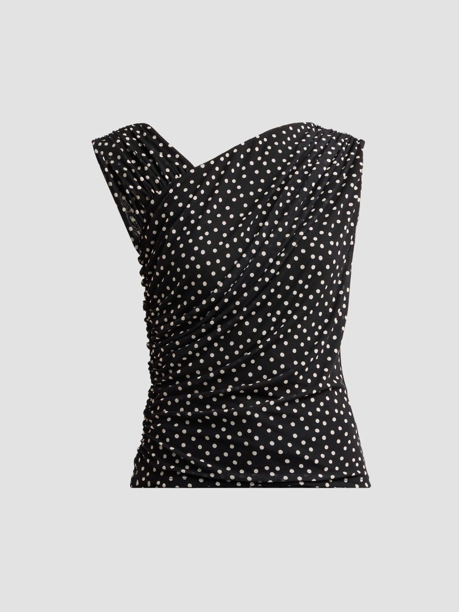 Veronica Beard Women's Thalita Shimmer Asymmetric Draped Top - Black Limestone - Size XS