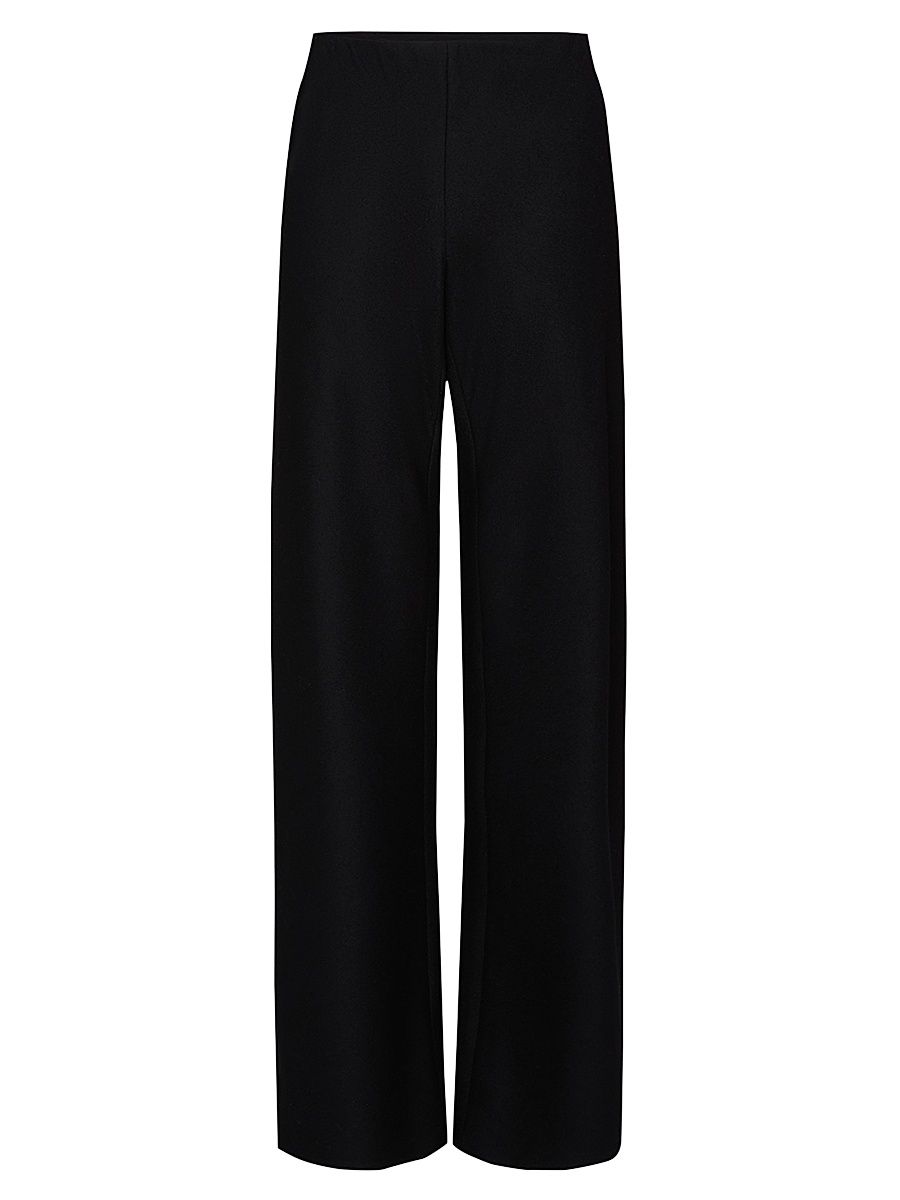 Women's Wool-Blend High-Rise Pants - Black - Size Small