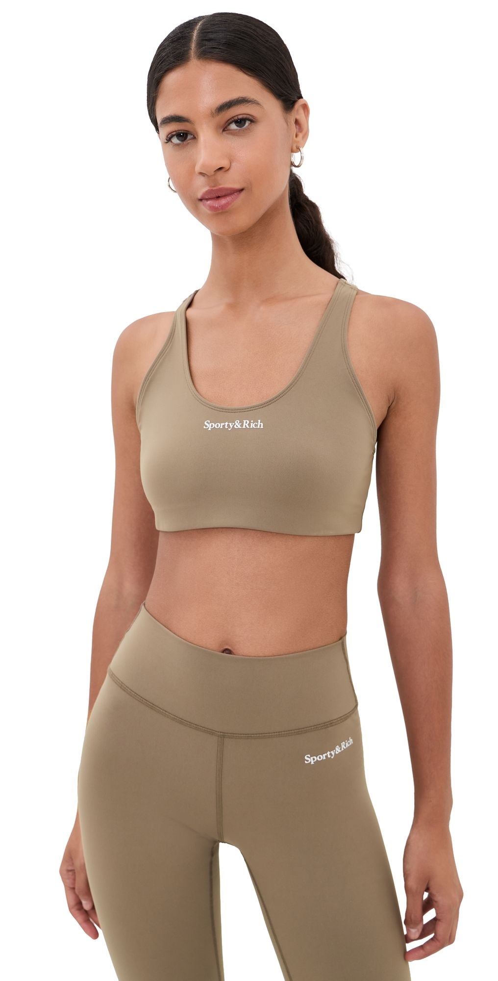 Sporty & Rich Serif Logo Sports Bra Sand White XS