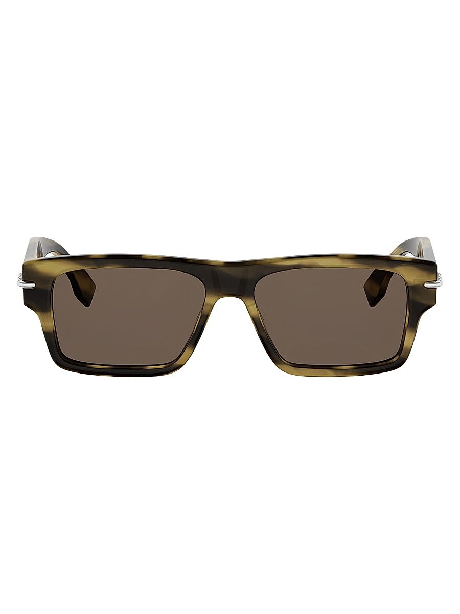 Men's Selleria 54MM Rectangular Sunglasses - Brown Horn