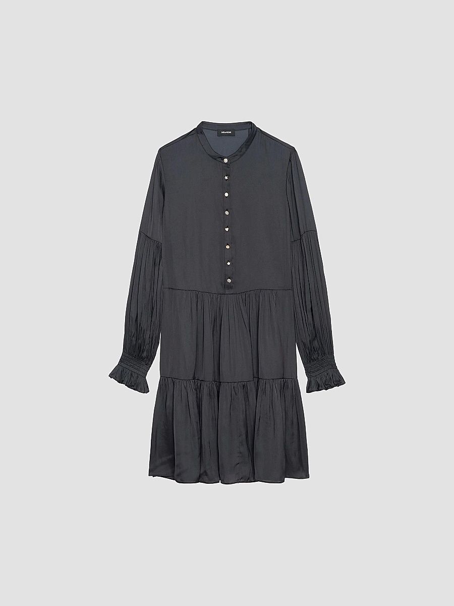 Zadig & Voltaire Women's Randy Satin Tiered Minidress - Black - Size Small
