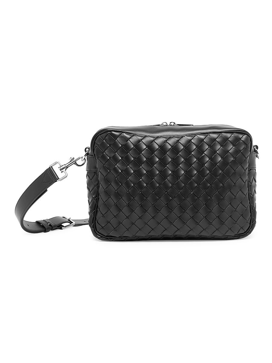 Men's Borsa Leather Shoulder Bag - Black Silver