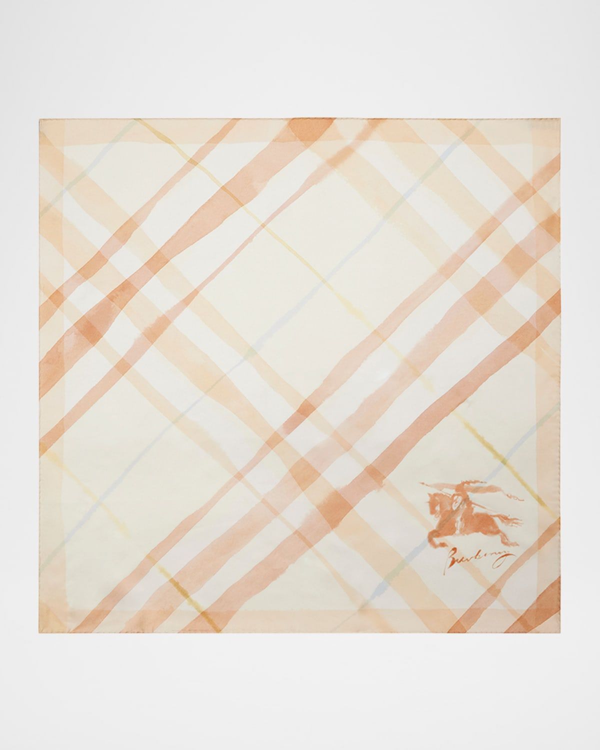Watercolor Check-Print Silk Scarf