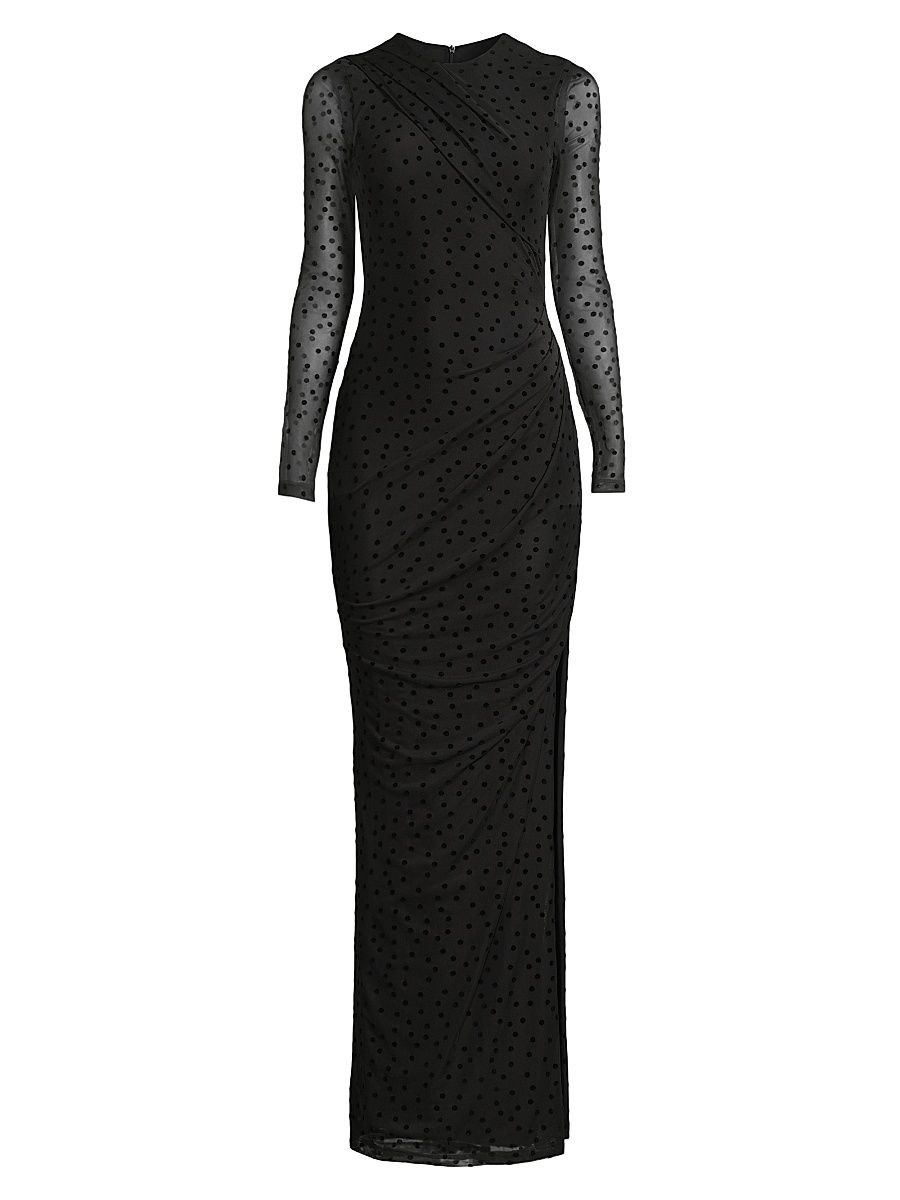 Women's Marika Polka-Dot Mesh Maxi Dress - Dashing Dots - Size 2