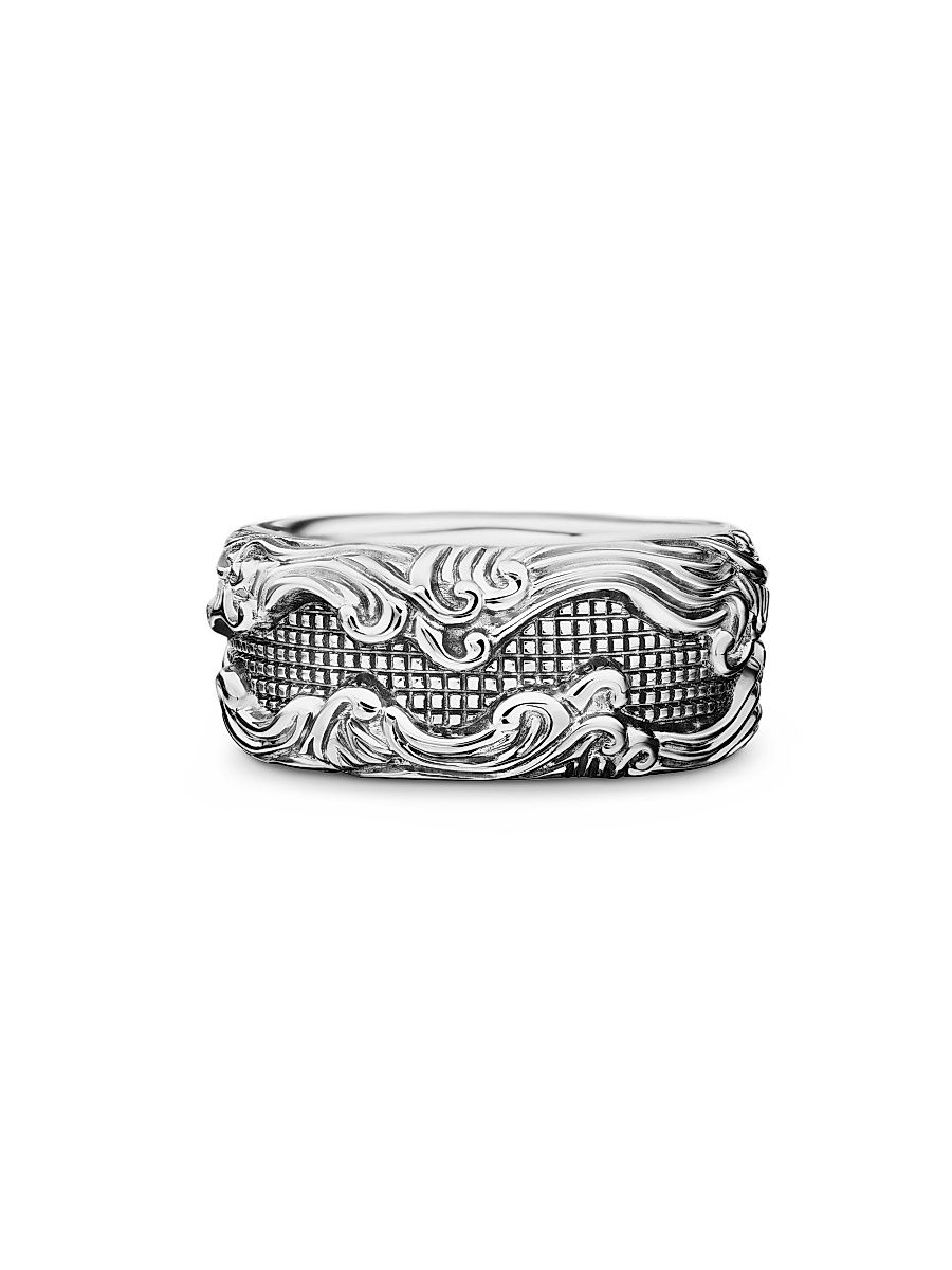 Men's Waves Band Ring - Sterling Silver - Size 13