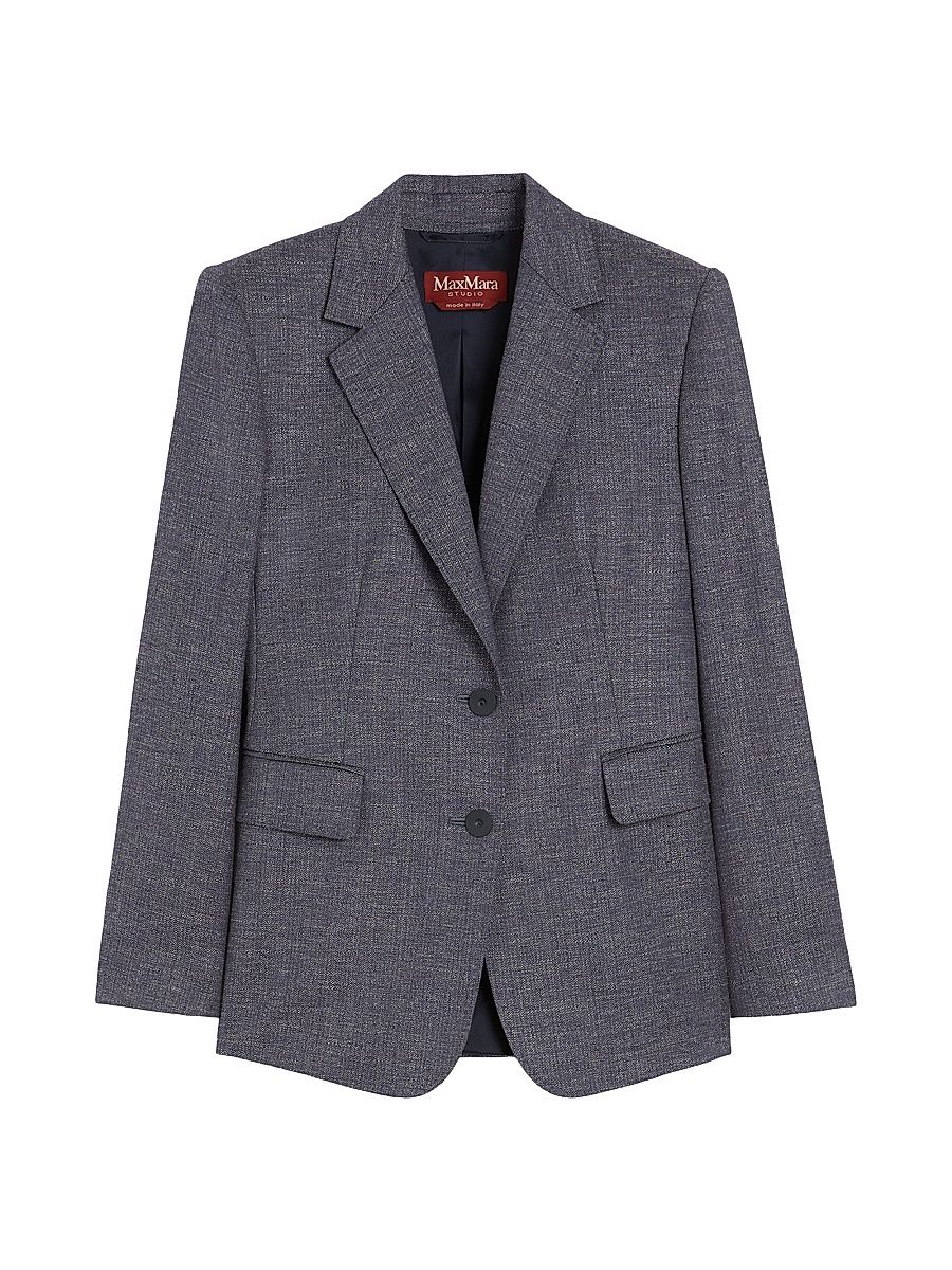Women's Wool Blend Twill Blazer - Navy - Size 14