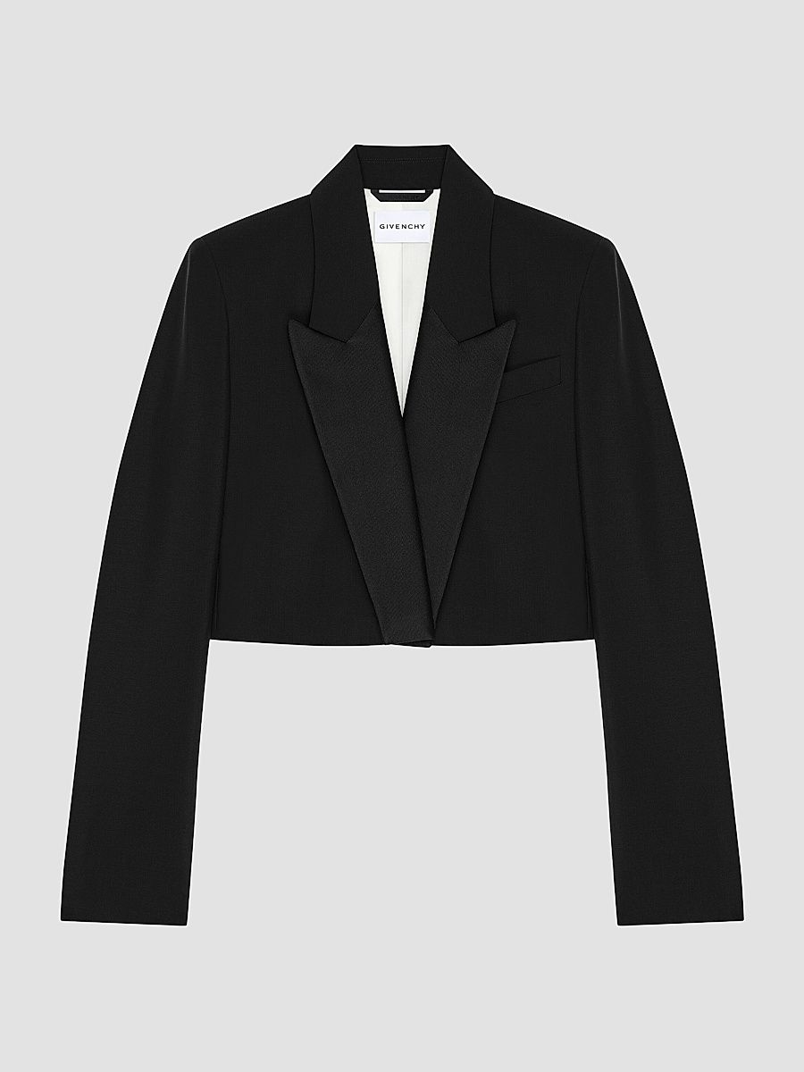 Givenchy Women's Cropped Jacket in Wool and Mohair - Black - Size 10