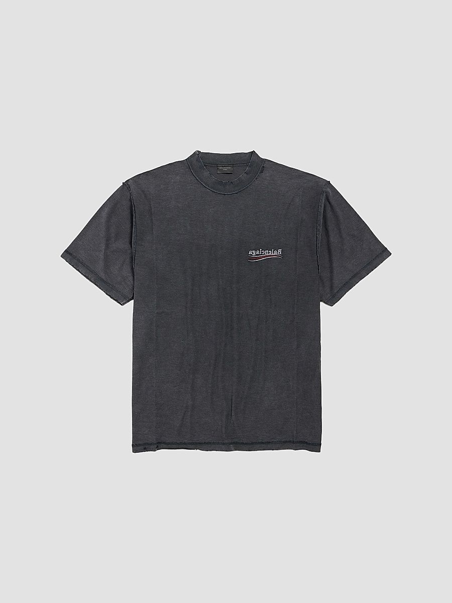 Balenciaga Men's Political Campaign Inside-Out Large Fit T-Shirt - Faded Black - Size XXS