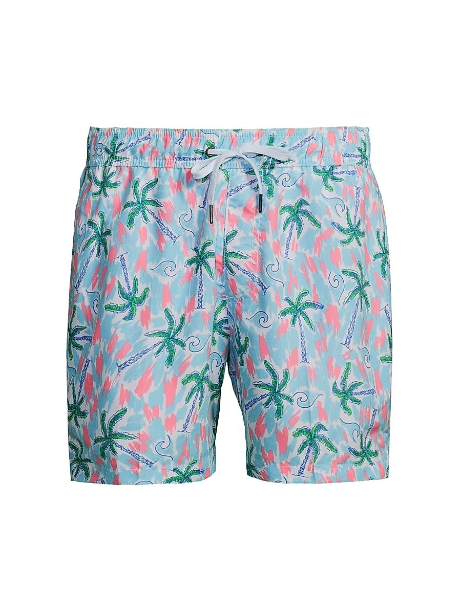 Men's Chalky Palm Swim Trunks - Red Blue - Size Medium