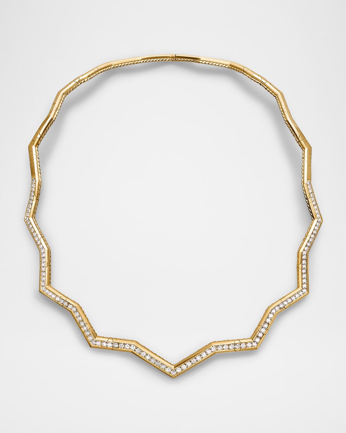 Zig Zag Stax Necklace with Diamonds in 18K Gold, 5mm