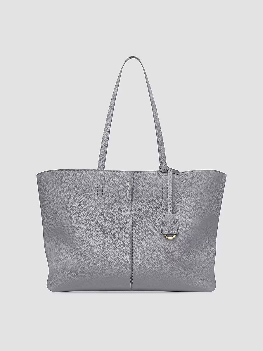 Maison de Sabre Women's Large Leather Snap Soft Tote Bag - Dove Grey